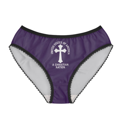 "USA - A Christian Nation" #04, Women's Briefs (Quandong Plum)