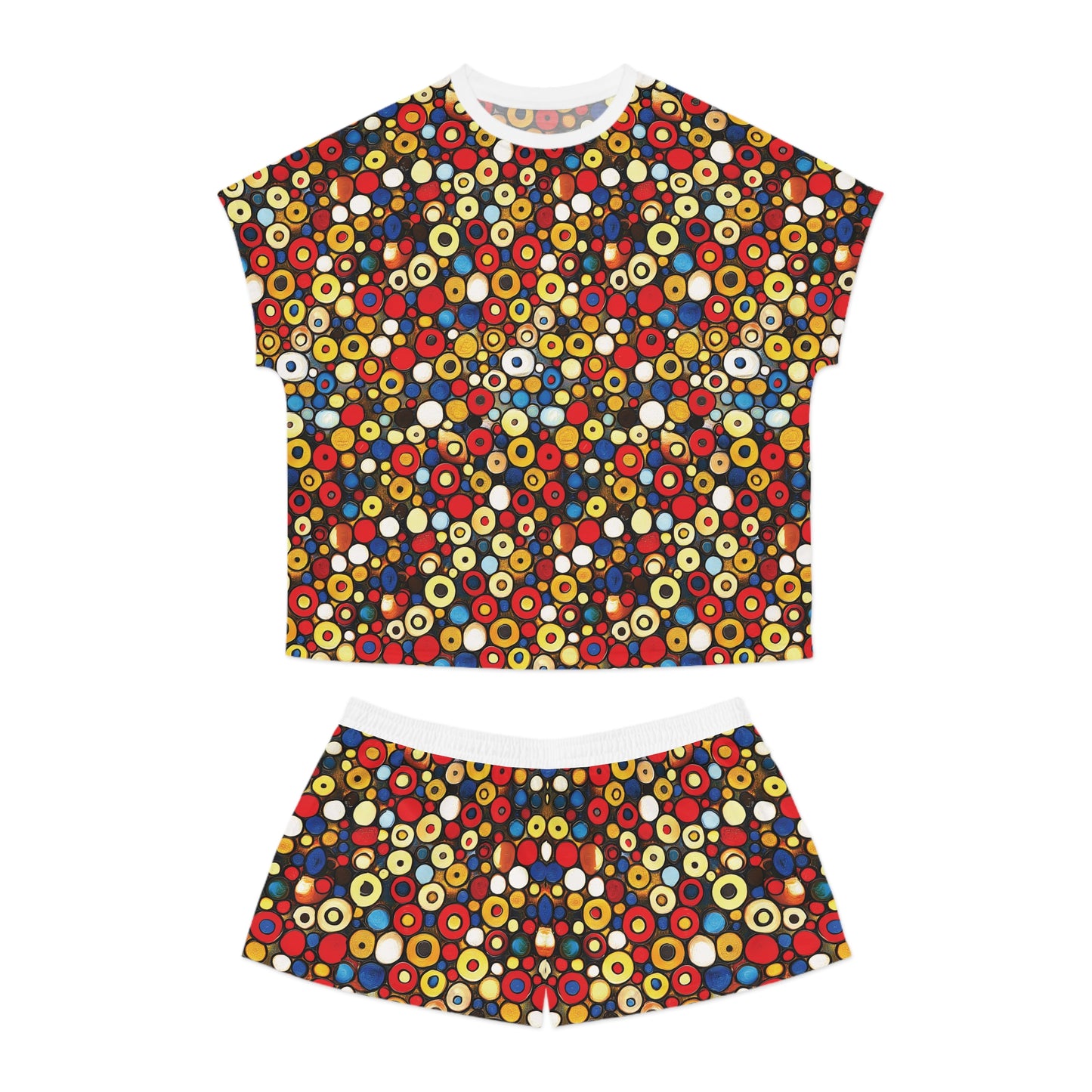"Bits and Bobs", Fine Art Women's Short Pajama Set (White Collar)
