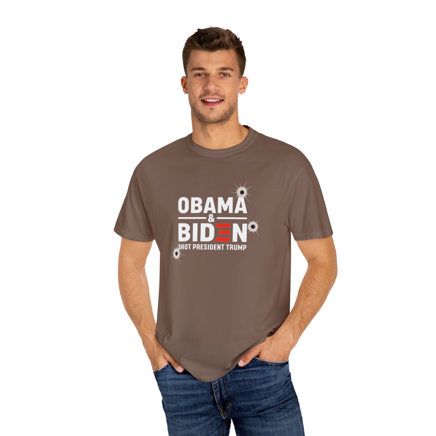 "Obama & Biden Shot President Trump", Unisex Black T-shirt
