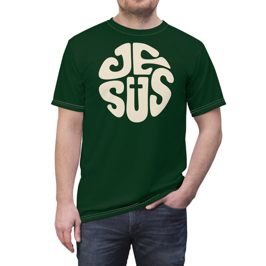 "Retro Jesus", Unisex T-shirt (Monsoon Green)