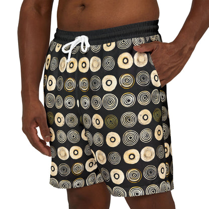 "Punk Polka", Swim Shorts (Plain Black Waistband)
