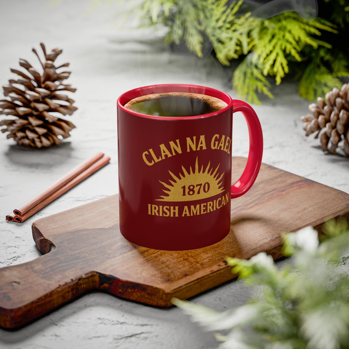"Clan na Gael - Irish American", Colorful Mugs (11oz, 15oz) (Palladius Red)