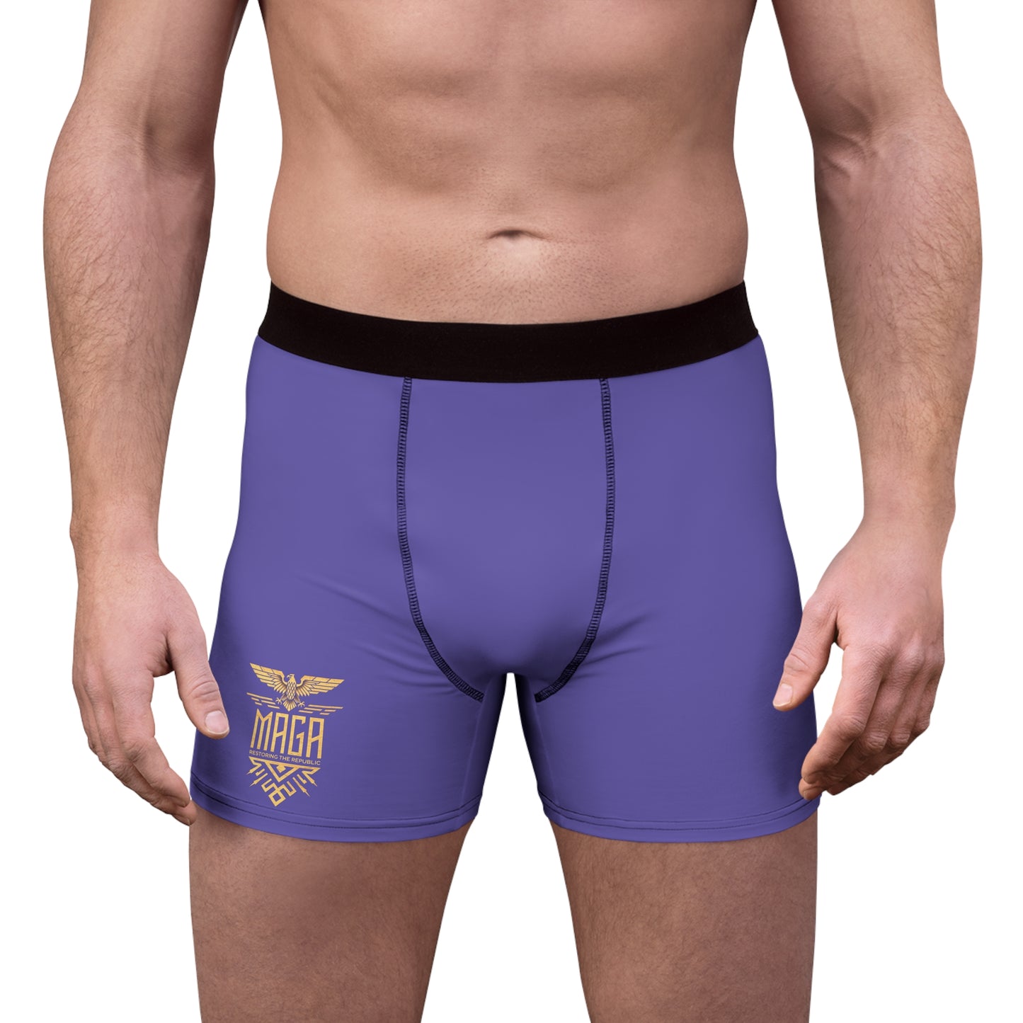 "MAGA Restoring the Republic" #02, Men's Boxer Briefs (Purple Blue)