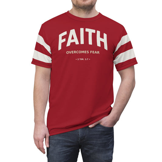 "Faith Overcomes Fear", Unisex Tee (Cherry Red)
