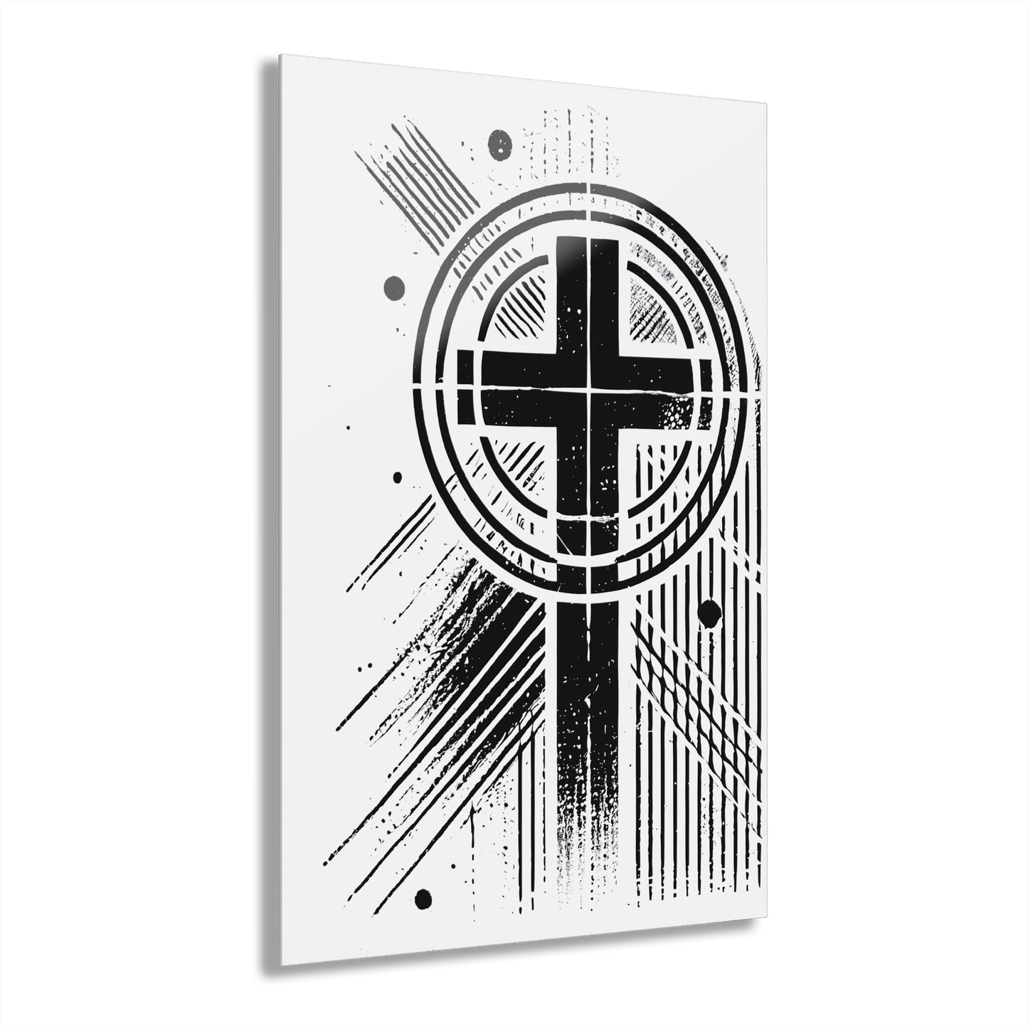 "Abstract High Cross" Acrylic Wall Prints (French Cleat Hanging) (Linen White)