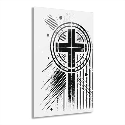 "Abstract High Cross" Acrylic Wall Prints (French Cleat Hanging) (Linen White)