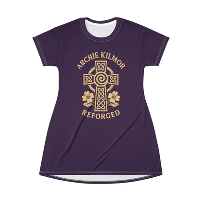 "Archie Kilmor Cross - Reforged" #01, Wearable Art T-Shirt Dress (Imperial Plum)