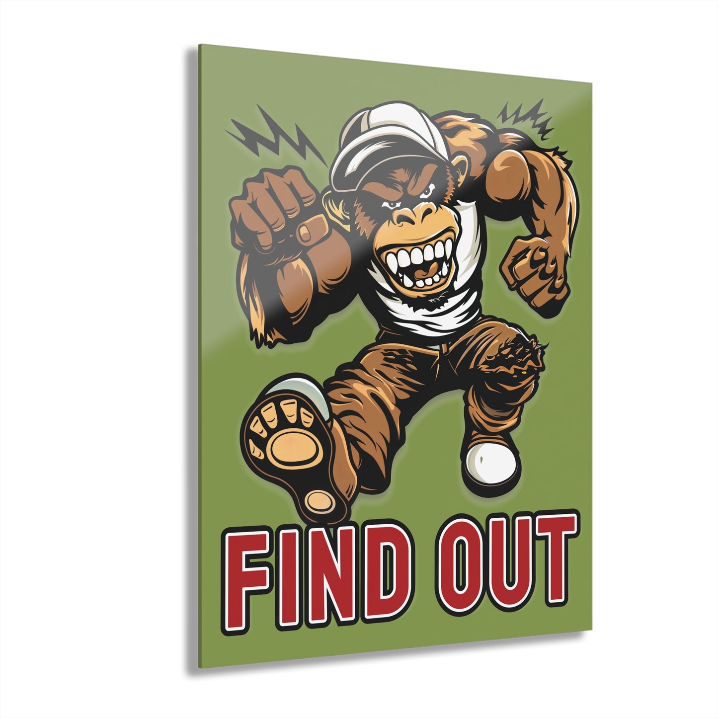 "Find Out", Acrylic Wall Prints (French Cleat Hanging) (Zombie Green)