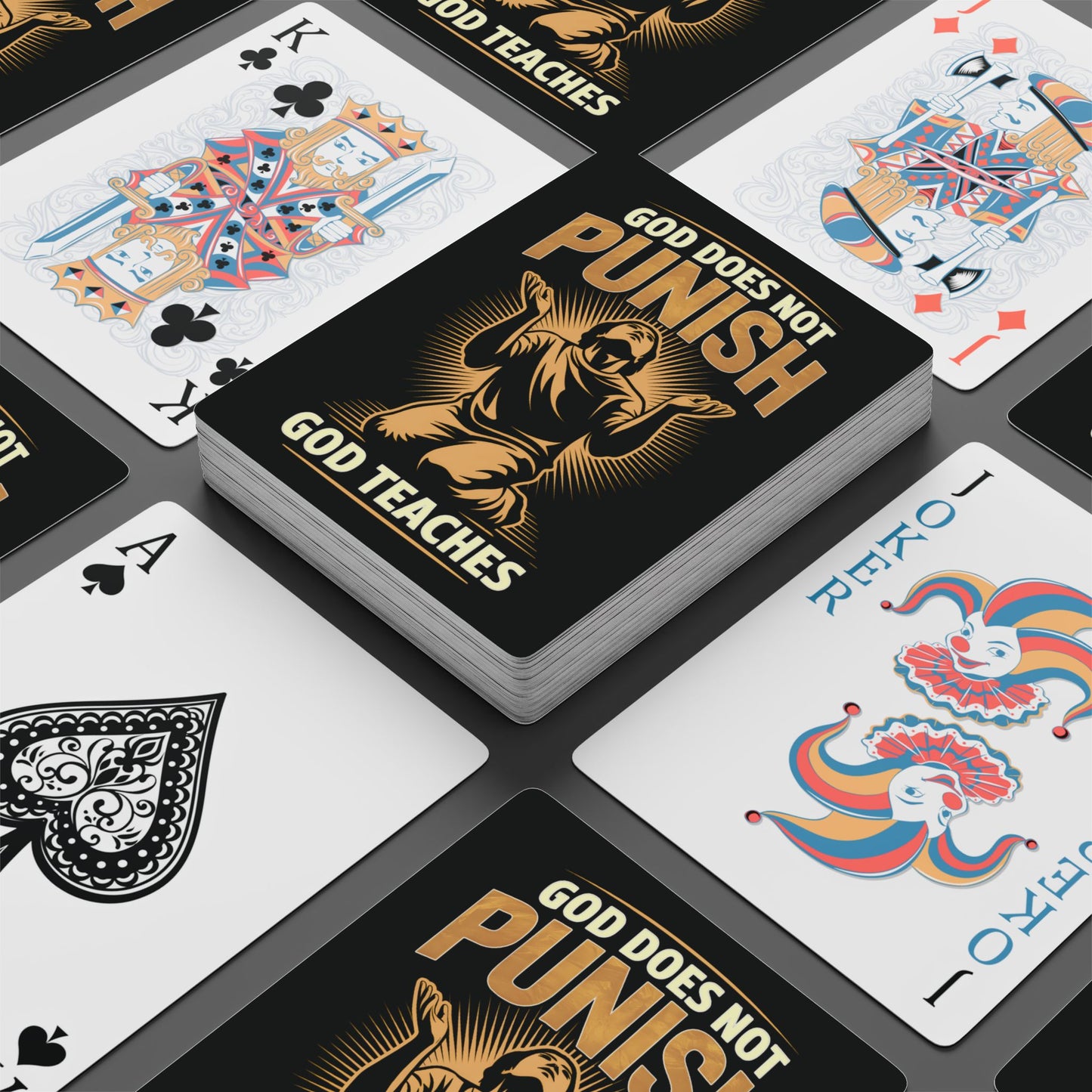 "God Does Not Punish - God Teaches" #02, Christian Playing Cards (Void Black)