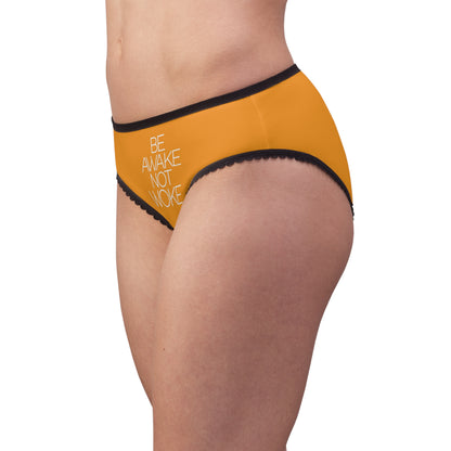 "Be Awake Not Woke" #2, Women's Briefs (Dutch Orange)