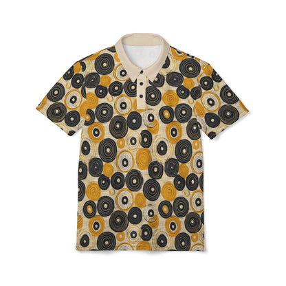 "Old 45's", Unisex Polo Shirt (Dough White Collar)