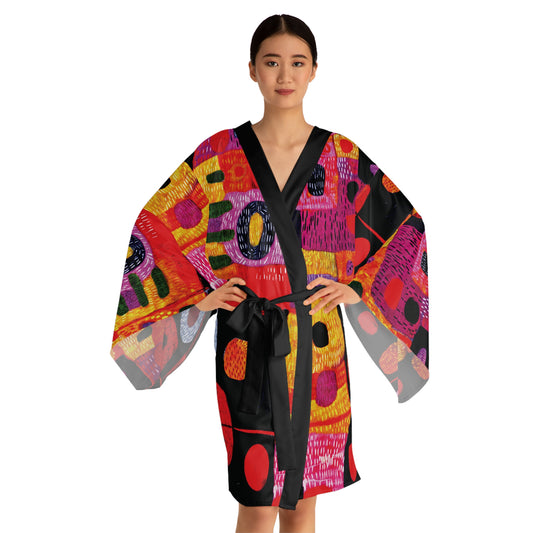 Abstract 78", Long Sleeve Kimono Robe