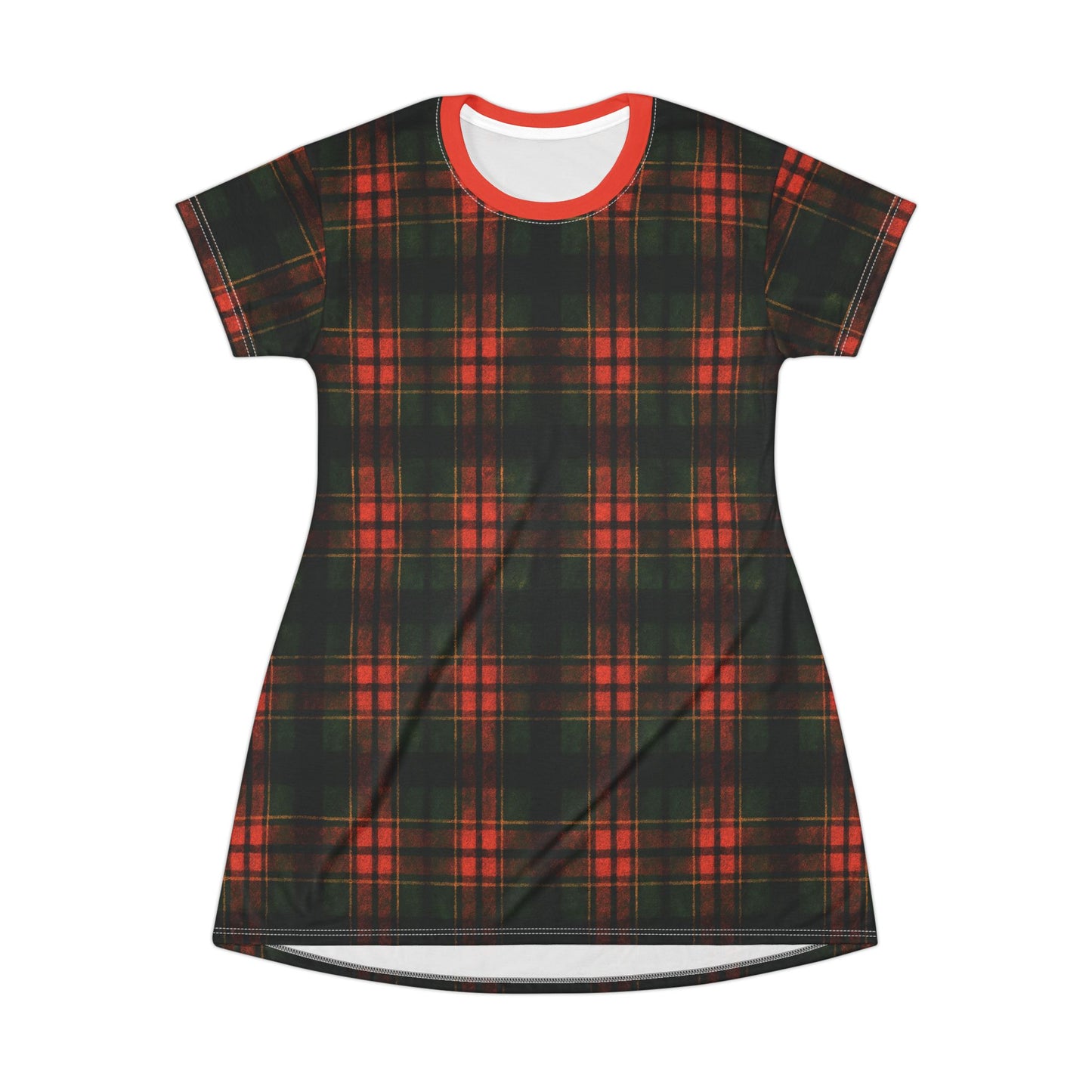 "Kilmor Brieve Tartan", T-Shirt Dress (Brieve Red Collar)