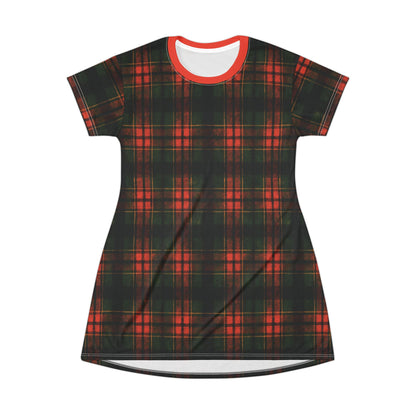 "Kilmor Brieve Tartan", T-Shirt Dress (Brieve Red Collar)