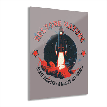"Restore Nature", Acrylic Wall Prints (French Cleat Hanging) (Ash Pink Grey)