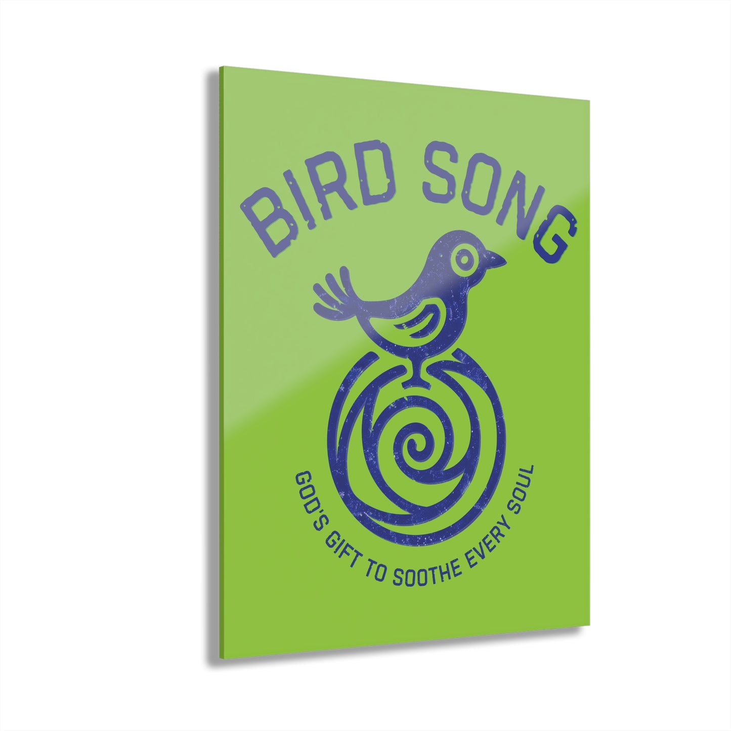 "Bird Song", Christian Acrylic Wall Prints (French Cleat Hanging) (Chartreuse Green)