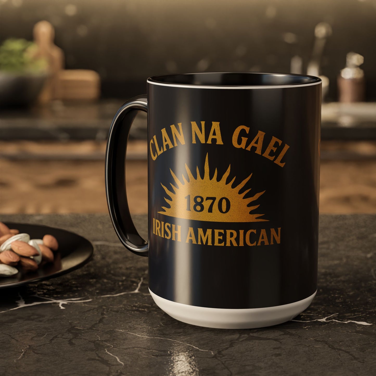 "Clan na Gael - Irish American", Colorful Mugs (11oz, 15oz) (Black Denim)