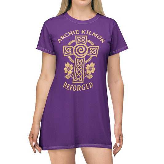 "Archie Kilmor Cross - Reforged" #01, Wearable Art T-Shirt Dress (Vesper Violet)