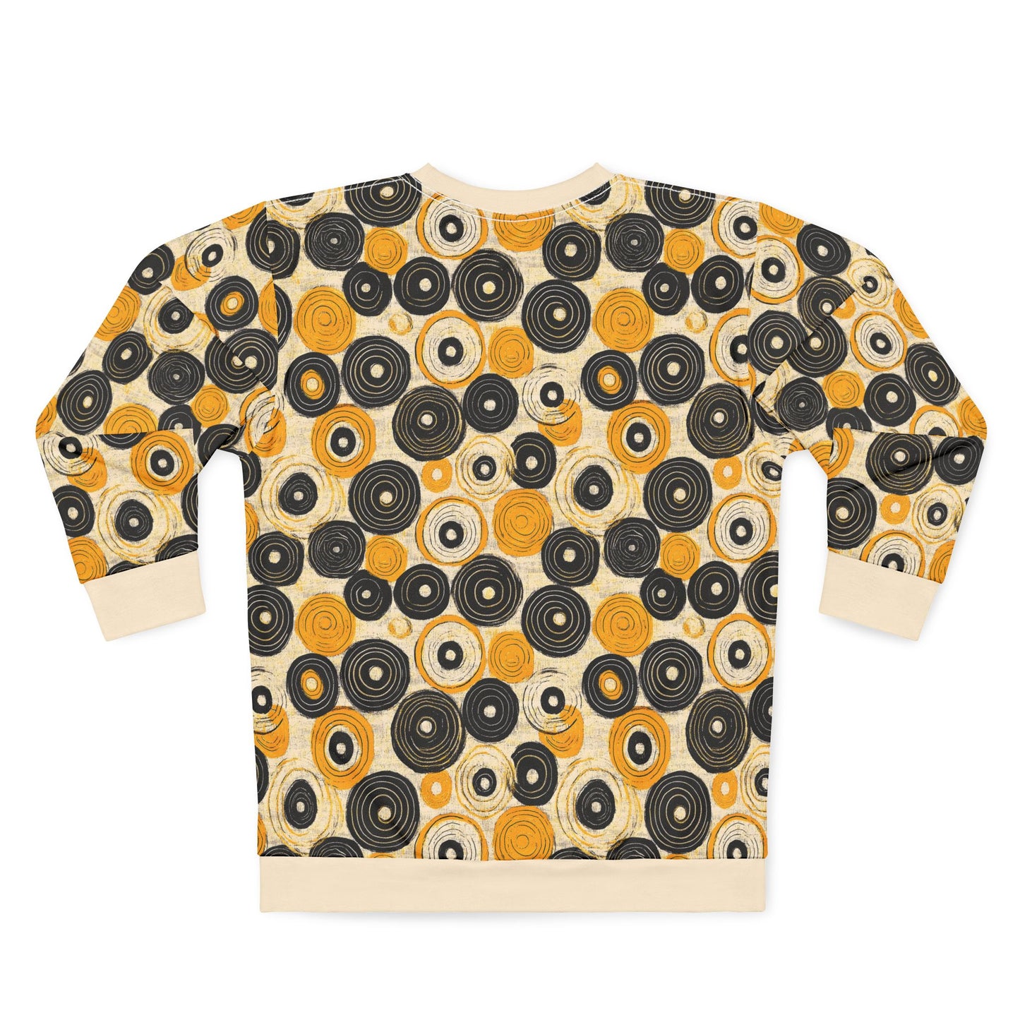"Old 45's", Wearable Pattern Art Unisex Sweatshirt (Dough White Cuffs)