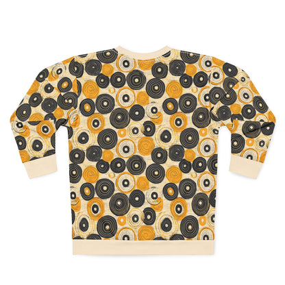"Old 45's", Wearable Pattern Art Unisex Sweatshirt (Dough White Cuffs)