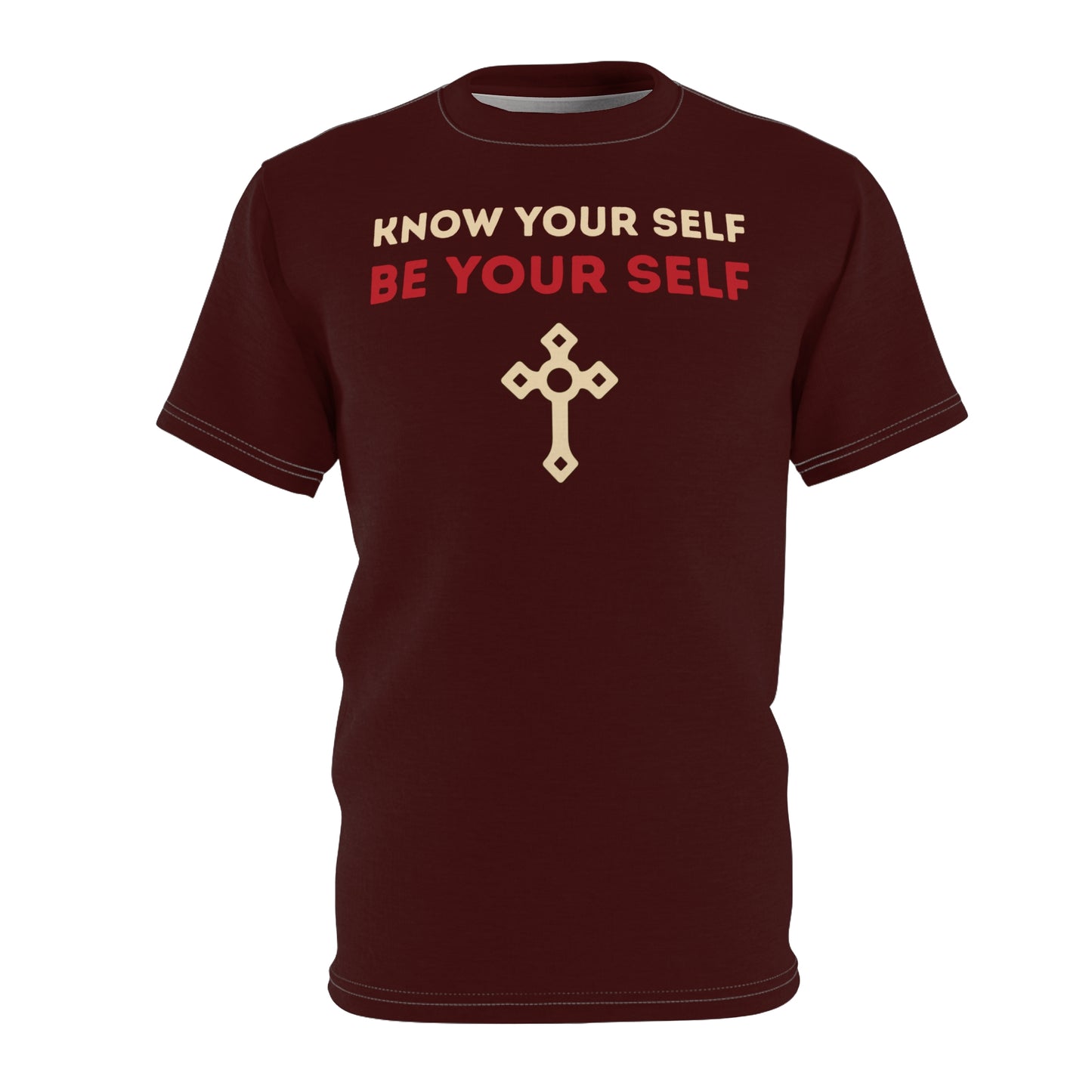 "Know Your Self", Unisex T-shirt (Mahogany)