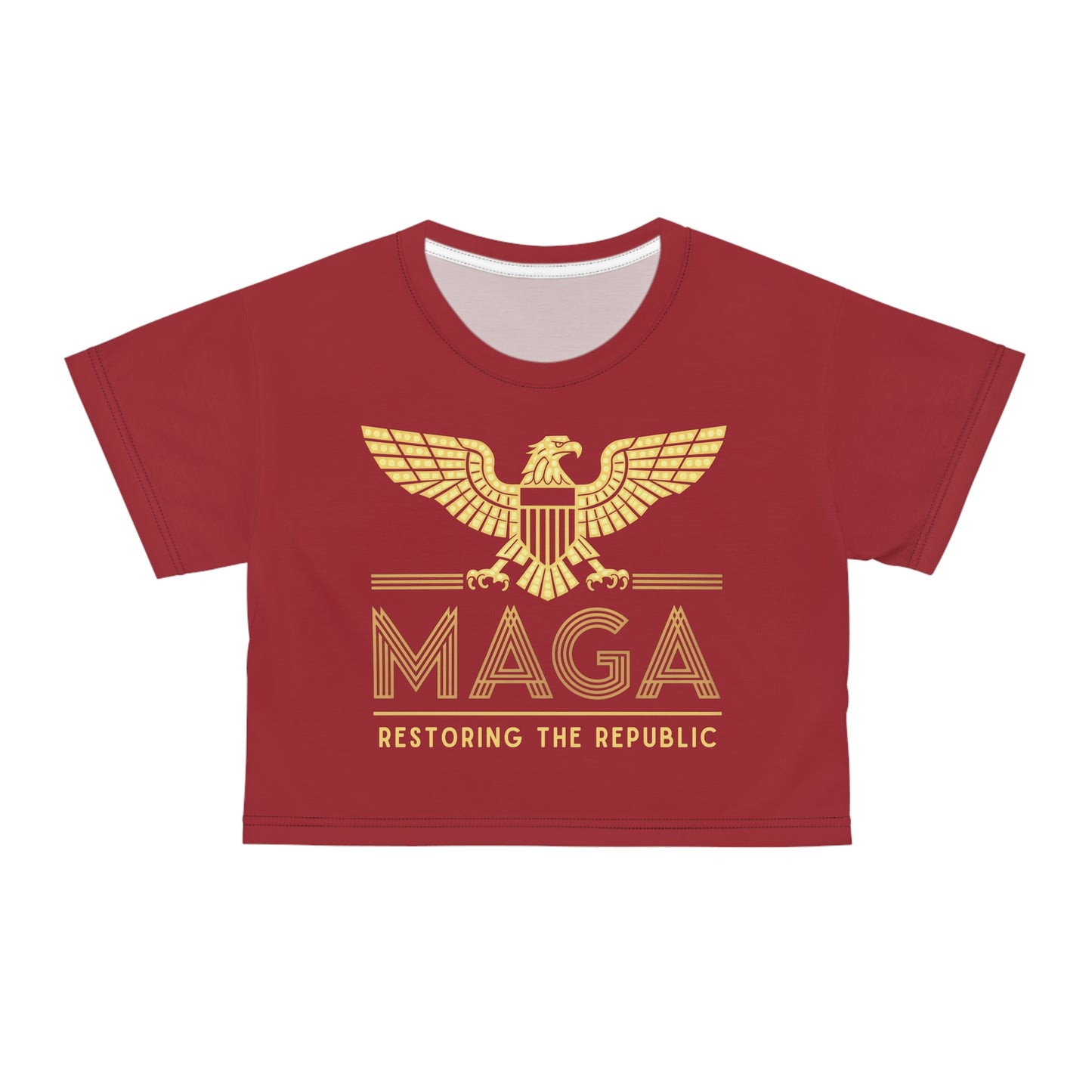 "MAGA - Restoring the Republic", Crop Tee (Cherry Red)