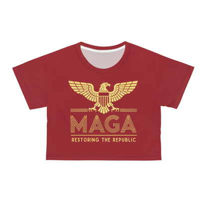 "MAGA - Restoring the Republic", Crop Tee (Cherry Red)