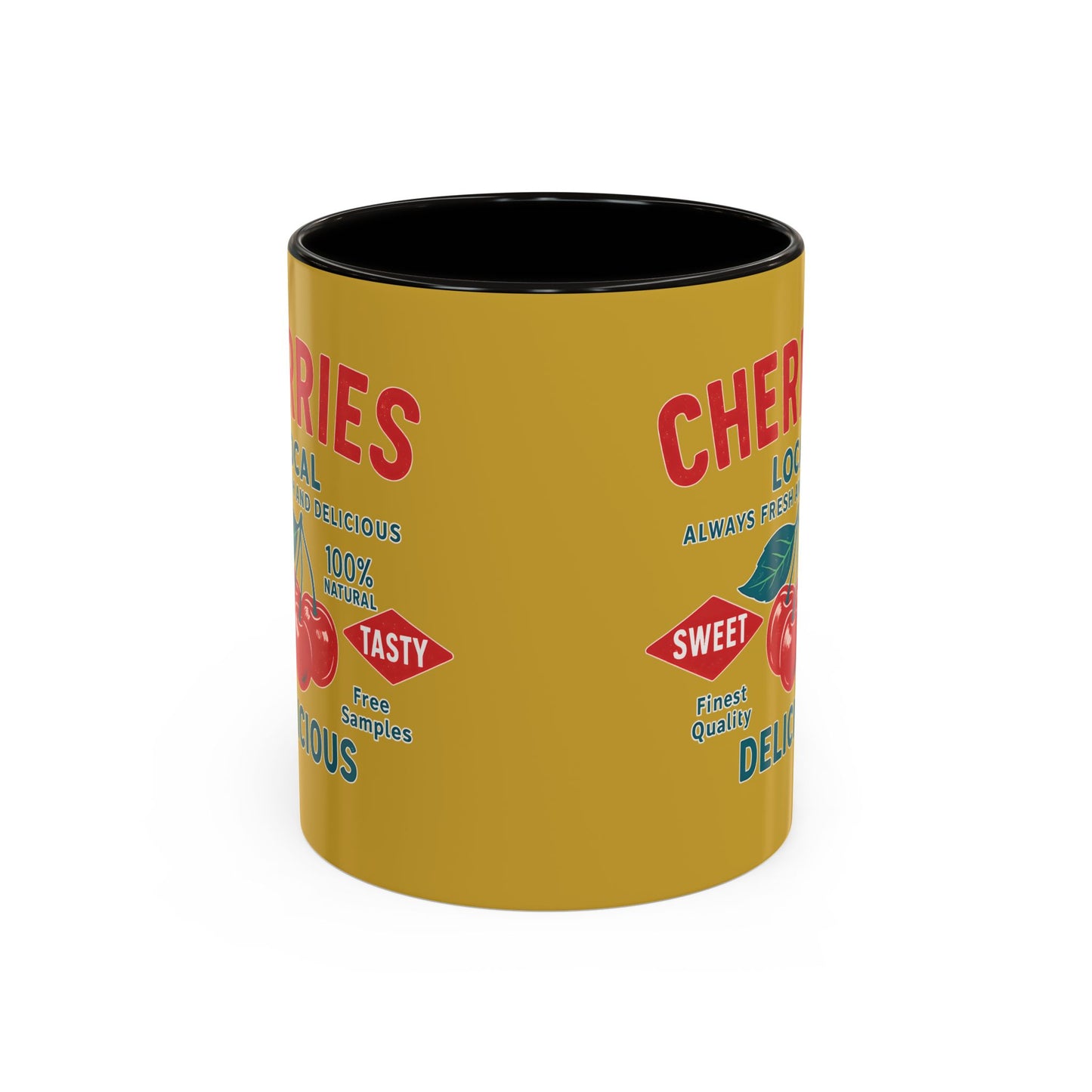 "Delicious Cherries", Colorful Mugs (11oz, 15oz) (Forgelight Gold)
