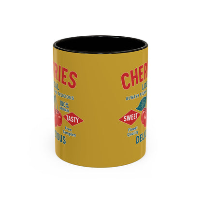 "Delicious Cherries", Colorful Mugs (11oz, 15oz) (Forgelight Gold)