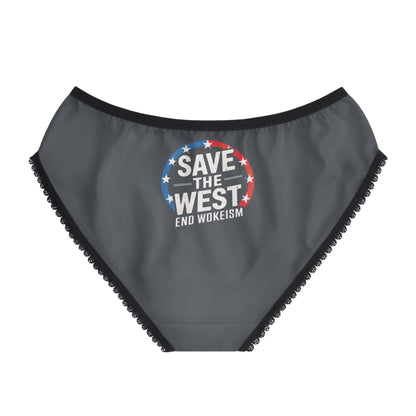 "Save the West - End Wokeism", Women's Briefs (Hebridean Grey)