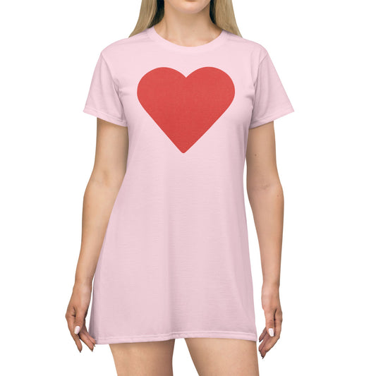 "Big Heart", T-Shirt Dress (Piggy Pink)