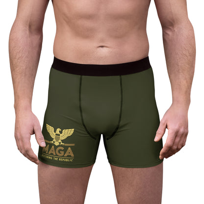 "MAGA - Restoring the Republic", Men's Boxer Briefs (Dark Olive Green)