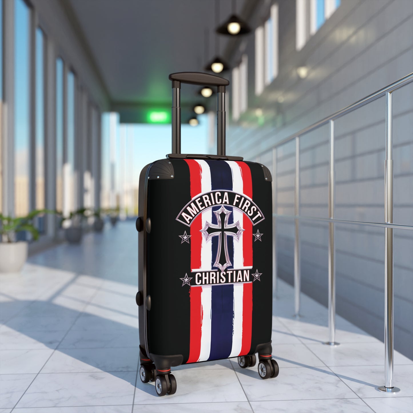 "America First Christian" Wall Art #03 Suitcases (Moonless Black)