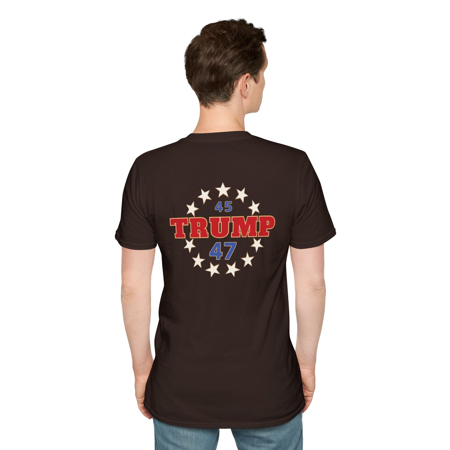 "Trump 45-47 Circle of Stars", Unisex Softstyle T-Shirt