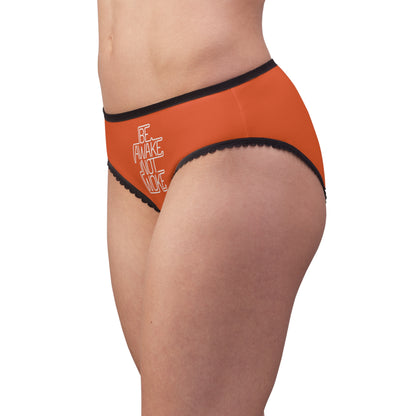 "Be Awake Not Woke" #1, Women's Briefs (Halloween Orange)