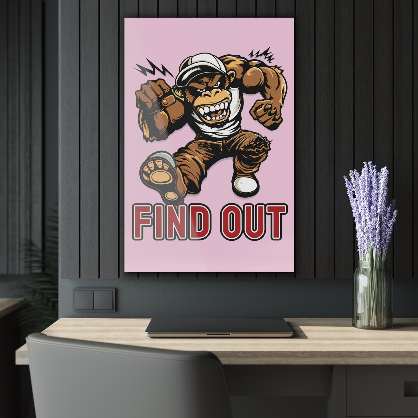 "Find Out", Acrylic Wall Prints (French Cleat Hanging) (Shampoo Pink)