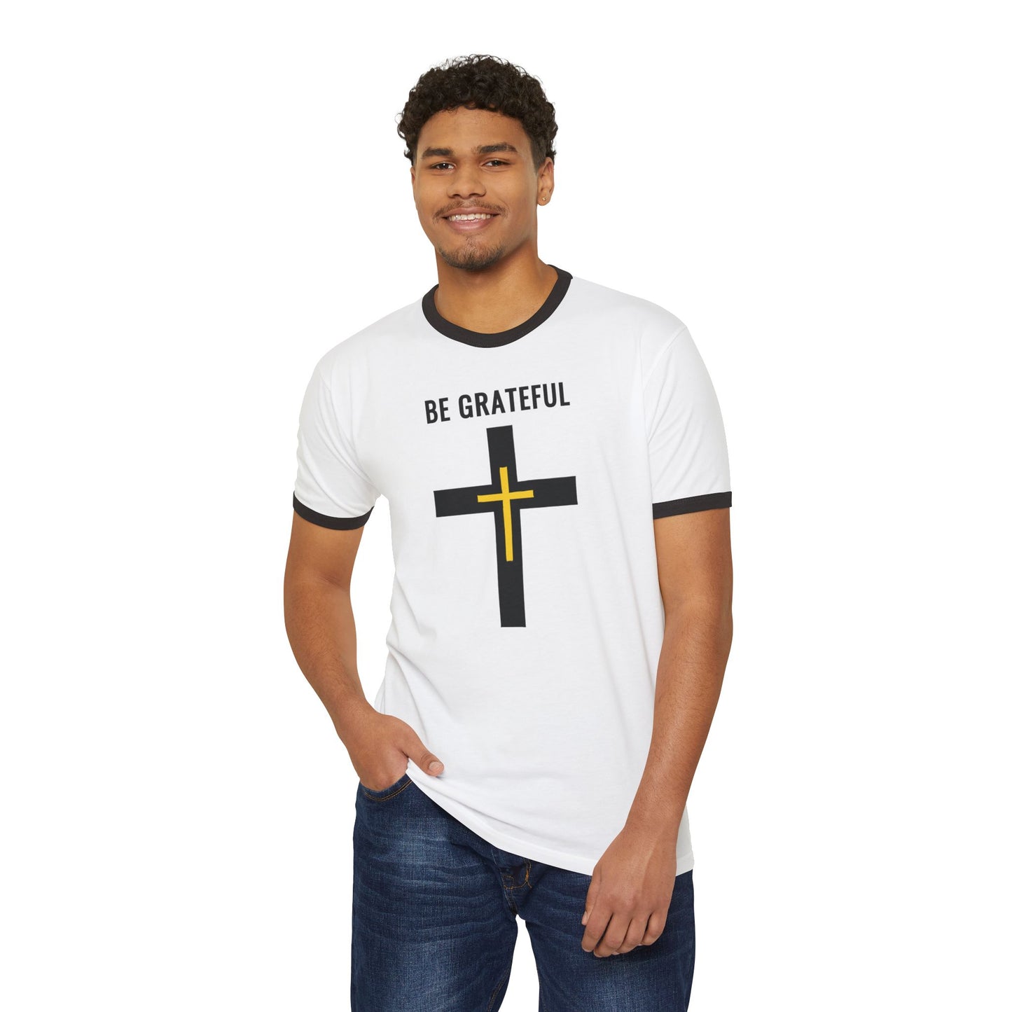 "Be Grateful", Unisex Cotton Ringer T-Shirt