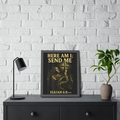 "Isaiah 6:8 (KJV)", Framed Paper Poster (Shadow Black)