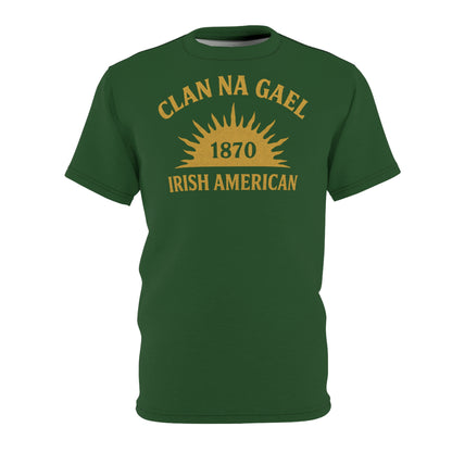 "Clan na Gael - Irish American", Unisex T-shirt (Brithemain Green)