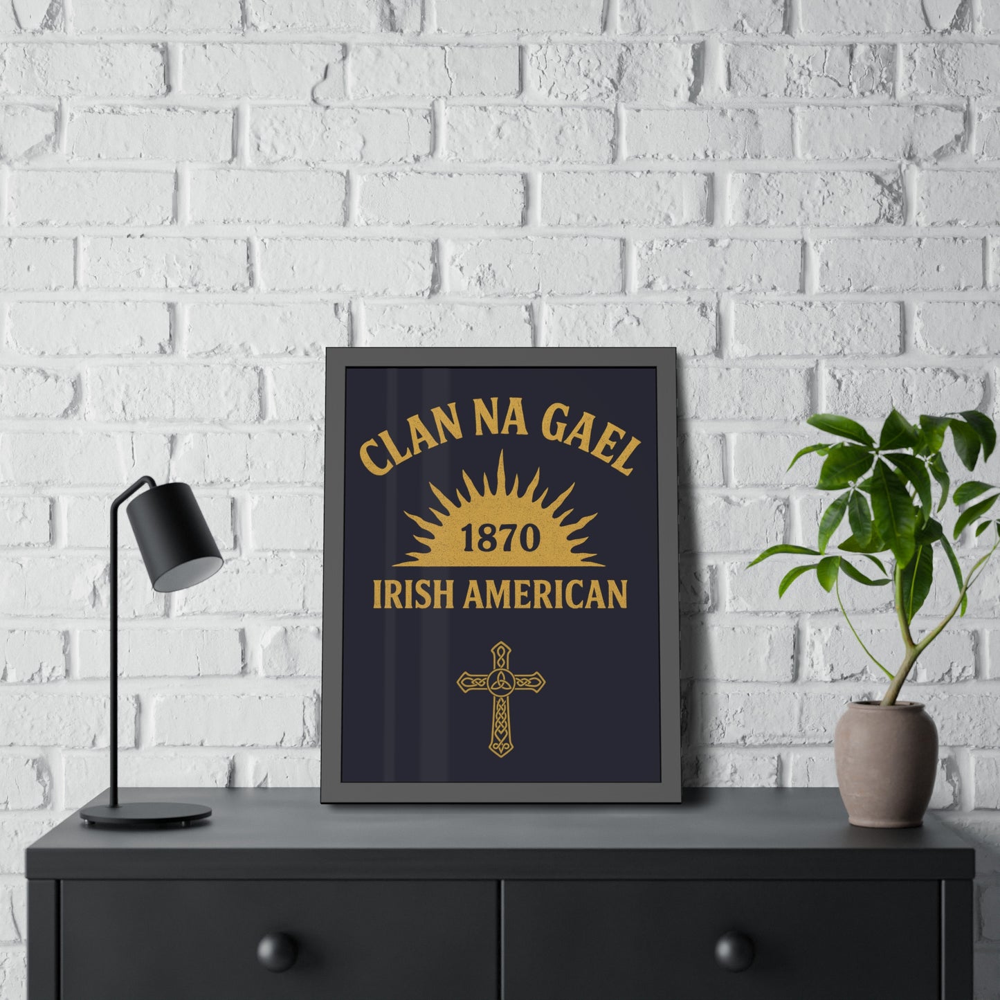 "Clan na Gael - Irish American", Framed Paper Poster (Black Rock Blue)