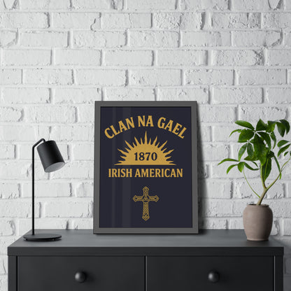 "Clan na Gael - Irish American", Framed Paper Poster (Black Rock Blue)