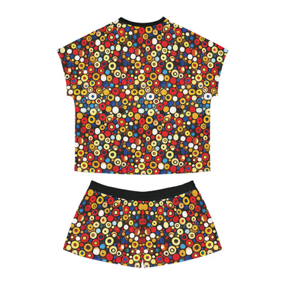 "Bits and Bobs", Fine Art Women's Short Pajama Set (Black Collar)