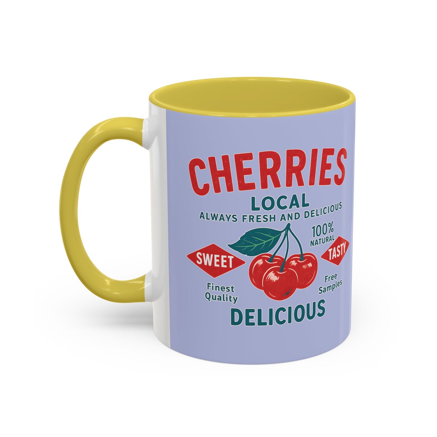 "Delicious Cherries", Colorful Mugs (11oz, 15oz) (Retro Periwinkle)