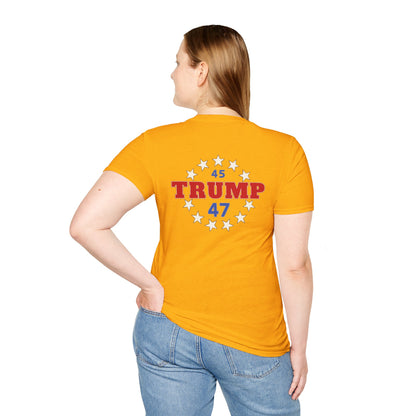 "Trump 45-47 Circle of Stars", Unisex Softstyle T-Shirt