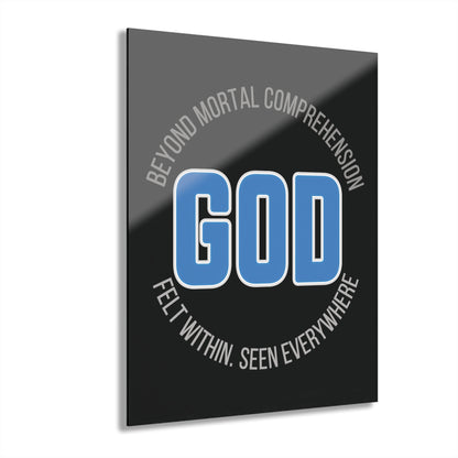 "GOD - Beyond Mortal Comprehension", Acrylic Wall Print (French Cleat Hanging) (Void Black)