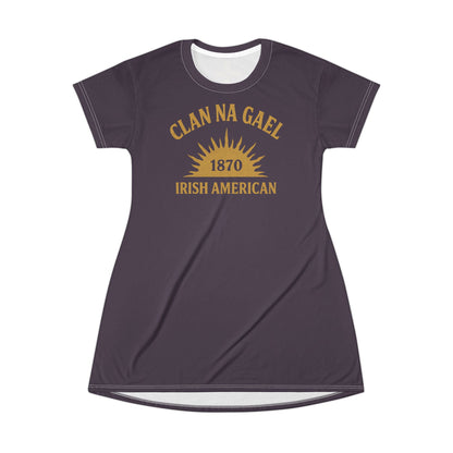 "Clan na Gael - Irish American", T-Shirt Dress (Purple Verbena)