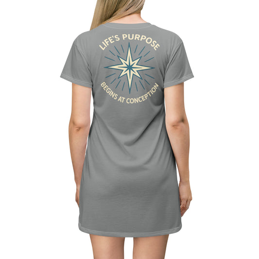 "Life's Purpose Begins at Conception #01", T-Shirt Dress (Techile)