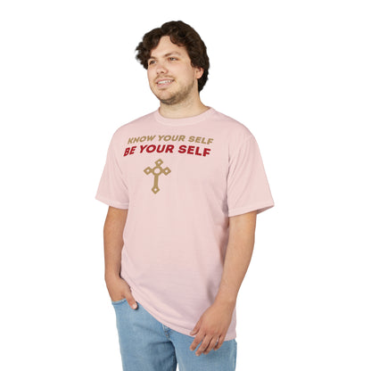 "Know Your Self", Unisex T-shirt (Antique Coral)