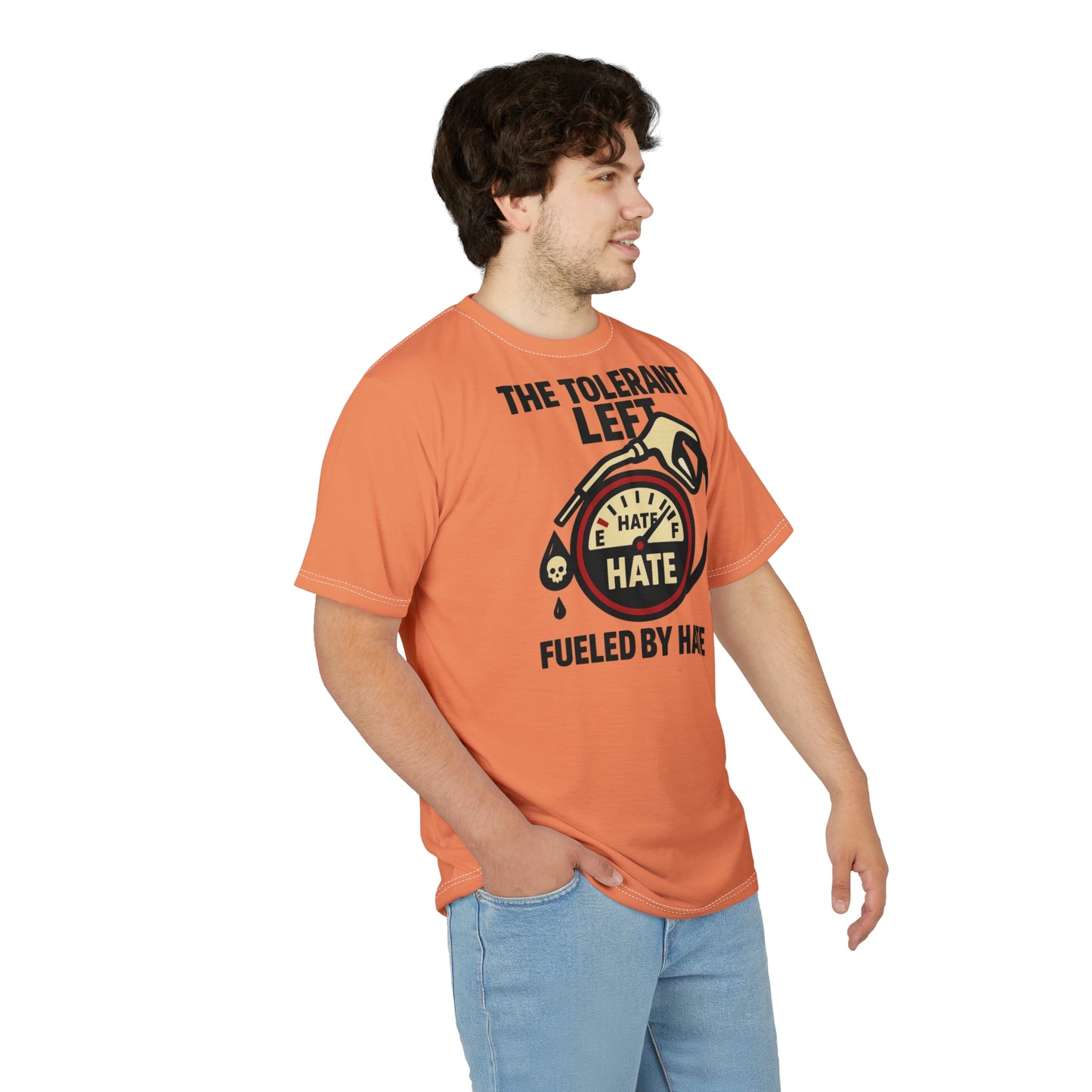"The Tolerant Left", Unisex T-shirt (Atomic Tangerine)
