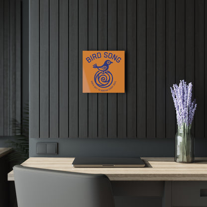 "Bird Song", Christian Acrylic Wall Prints (French Cleat Hanging) (Cadmium Orange)